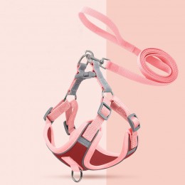 투톤 강아지 하네스 가슴줄 목줄 세트 BI-A100320