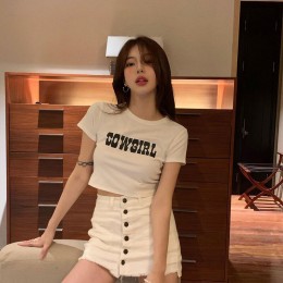 카우걸 여성 세미슬림 반팔 크롭티 BI-A200100