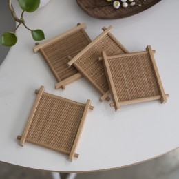 대나무 사각 컵받침 코스터