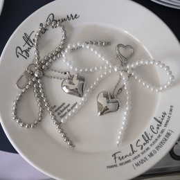 구슬 리본 하트 키링 키홀더