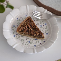 아르브아 비올라 원형 플레이트 잔꽃 레이스 접시