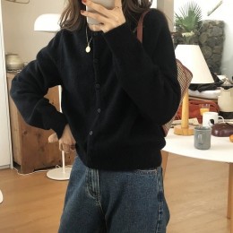 슬림핏 캐주얼 단추 가디건