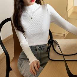 레온 골지 미드넥 니트 티셔츠