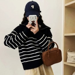 단가라 하프집업 카라 니트