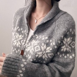 눈꽃패턴 투웨이 지퍼 니트 가디건