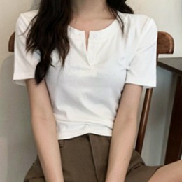 캐주얼 버튼 반팔 티셔츠