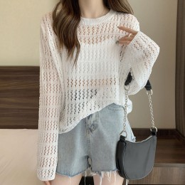 여름 긴팔 그물 망사 니트 4color  DK-0057