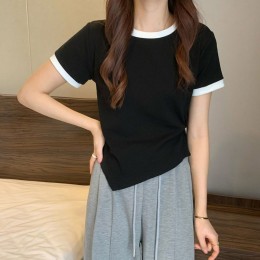허리잘록 사선 옆꼬임 반팔티셔츠 DK-0426