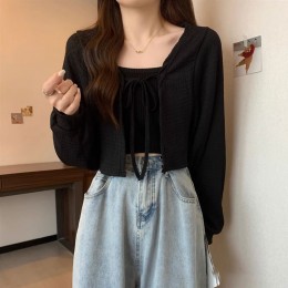 크롭 스트링 시스루 볼레로 DK-0155