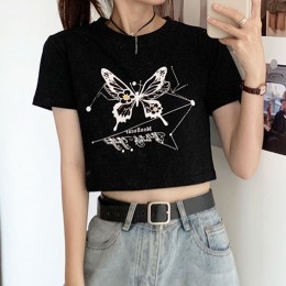 크롭 나비 반팔 티셔츠 2color DK-0429