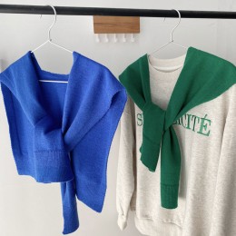 레이어드 가디건 무지 니트 어깨숄 10color DK-0163