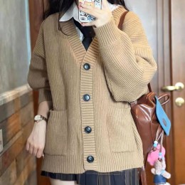 루즈핏 브이넥 도톰 니트 가디건 3color DK-0504