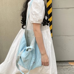 무지 체크 리버서블 보부상 숄더백 2color DK-0047