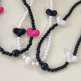 핸드폰 구슬 하트 스트랩줄 5color DK-0143