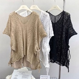 가오리 펀칭 반팔 그물 니트 커버 3color DK-0448