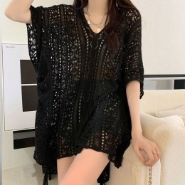 가오리 펀칭 반팔 그물 니트 커버 3color DK-0448
