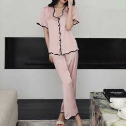 부드러운 무지 실크 반팔 잠옷 2color DK-0415
