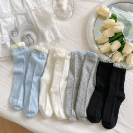 여름 시스루 벌룬 리본 중목양말 4color DK-0642