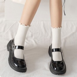 무압박 프릴 골지 중목양말 4color DK-0643