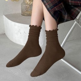 무압박 프릴 골지 중목양말 4color DK-0643