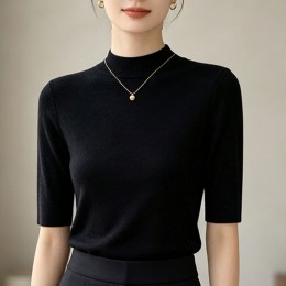 반폴라 반목 7부 슬림핏 니트 2color DK-0589