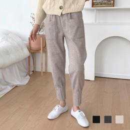 오데트 모직 밑단주름 배기 팬츠 DM-221115