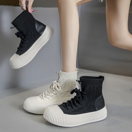 하이탑 니트 스판 스니커즈 DS-0249