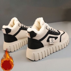 투톤 배색 퍼 안감 플랫폼 스니커즈 DS-0343