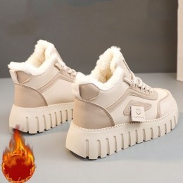 투톤 배색 퍼 안감 플랫폼 스니커즈 DS-0343