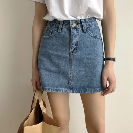여성 캐주얼 데님 스커트 A라인 미니 청치마 슬림핏