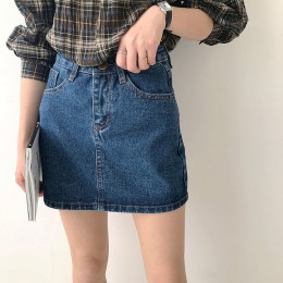 여성 캐주얼 데님 스커트 A라인 미니 청치마 슬림핏