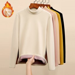 여성 플리스 기모 하프넥 티셔츠 ELC-9013