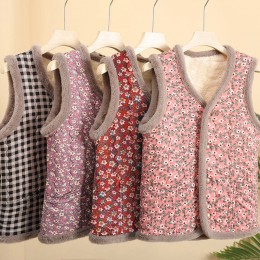 중년여성 꽃무늬 융털 조끼 ELC-9019