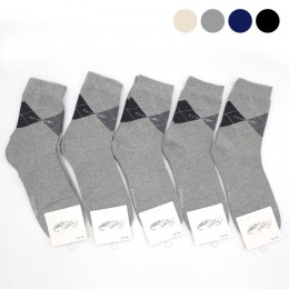 크로커다일 남성 아가일 중목양말 5켤레묶음 ELY-9005