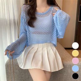 루즈핏 펀칭 커버업 긴팔 니트 ELC-9047