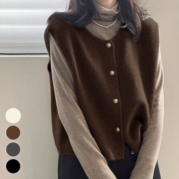라운드넥 금장버튼 베스트 ELC-9058