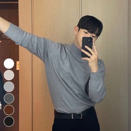 남성 슬림핏 반폴라 긴팔 니트티 ELC-9062