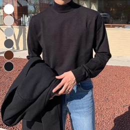 남성 슬림핏 반폴라 긴팔 니트티 ELC-9062