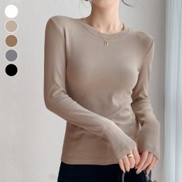 여성 간절기 보온 라운드 티셔츠 ELC-9066