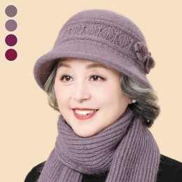 중장년 방한 꽃장식 캡모자 머플러세트 ELM-285