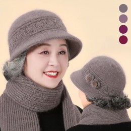 중장년 방한 꽃장식 캡모자 머플러세트 ELM-285