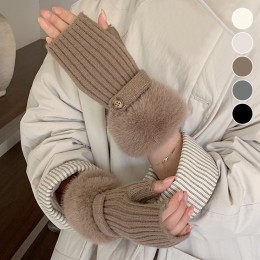 빅 퍼 니트 하프 워머 장갑 ELS-143