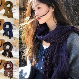 꽃무늬 배색 꽈배기 롱 머플러 ELP-002