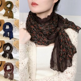 꽃무늬 배색 꽈배기 롱 머플러 ELP-002