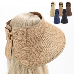 밀짚리본 돌돌이 빅챙 썬캡 ELM-288