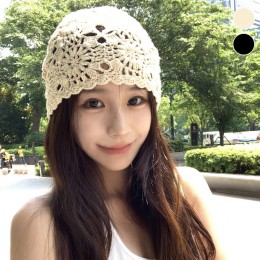플라워 짜임 뜨개 비니 ELM-300