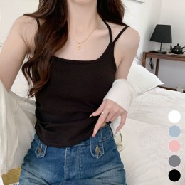 어깨 두줄 캡내장 허리셔링 나시티 ELC-1035