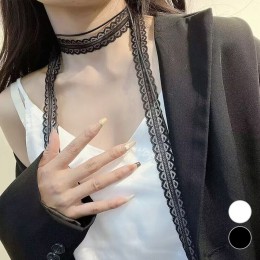 레이스 리본 레이어드 두줄 초커 스카프 ELP-007