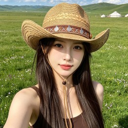 인디언풍 수술 카우보이 밀짚모자 ELM-310
