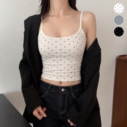 슬림핏 도트 크롭 나시티 ELC-1043